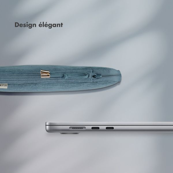 Selencia Pochette ordinateur Corduroy 13-14 pouces - Slate Blue