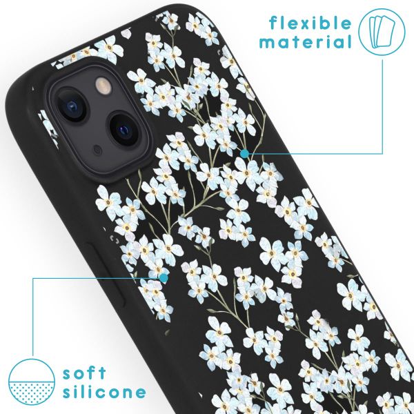 imoshion Coque Design iPhone 13 - Fleur - Blanc / Noir