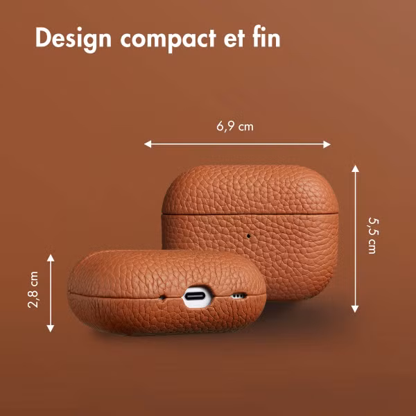 Accezz Coque en Cuir véritable Apple AirPods Pro 2 - Cognac
