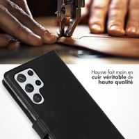 Selencia Étui portefeuille en cuir véritable Samsung Galaxy S22 Ultra - Noir