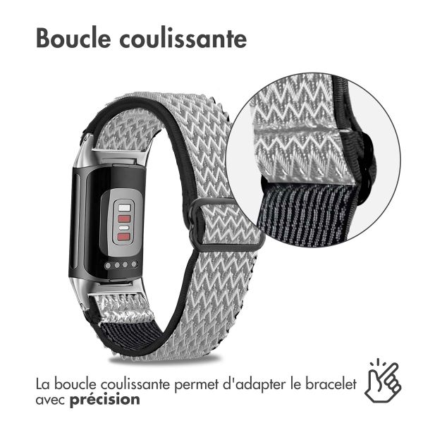 imoshion Bracelet en nylon élastique Fitbit Charge 5 - Blanc