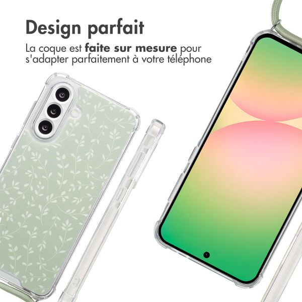 imoshion Coque Design avec cordon Samsung Galaxy A56 - Smoke Green Flowers