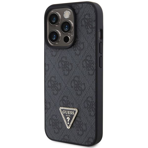 Guess Coque 4G Logo Triangle Strass iPhone 15 Pro - Noir