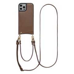 Selencia Coque de télephone Nova avec cordon et porte-cartes iPhone 15 Pro - Mocha Brown