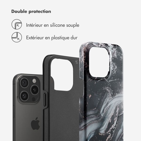 Selencia Coque arrière Vivid Tough iPhone 15 Pro - Chic Marble Black