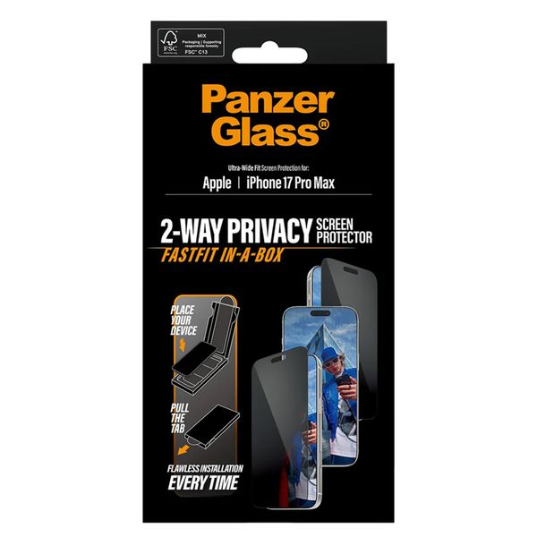 PanzerGlass Ultra Wide Fit FastFit in-a-box Protection d'écran Privacy Apple iPhone 17 Pro Max