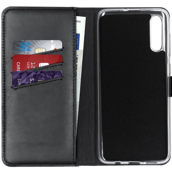 Selencia Étui portefeuille en cuir véritable Samsung Galaxy A70 - Noir