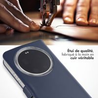Selencia Étui portefeuille en cuir véritable Xiaomi 17 Ultra - Bleu foncé