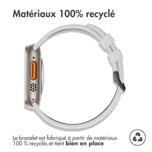 imoshion ﻿Boucle de bracelet de sport en silicone Apple Watch Series 1 á 11 / SE / Ultra (44/45/46/49 mm) - Blanc / Noir