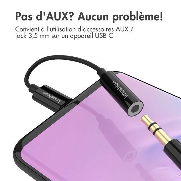 imoshion ﻿Adaptateur AUX - Adaptateur audio USB-C vers 3,5 mm / Jack - USB-C mâle vers AUX femelle - Noir