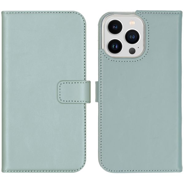 Selencia Étui de téléphone portefeuille en cuir véritable iPhone 14 Pro Max - Air Blue