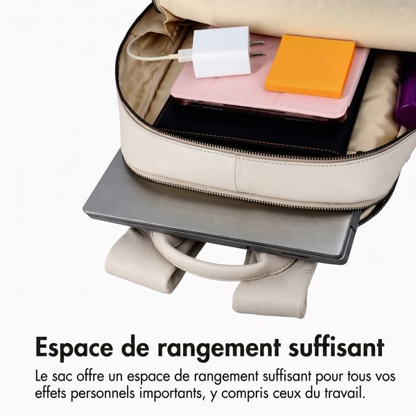 Accezz Leather Sac à dos ordinateur 16 pouces - Beige