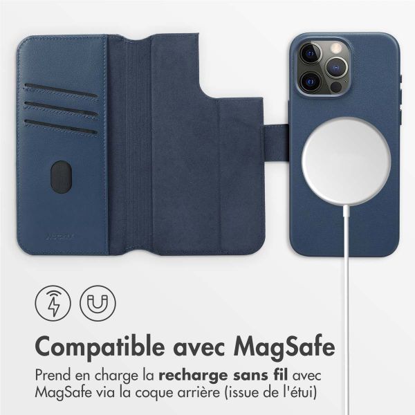 Accezz Étui de télephone portefeuille en cuir 2-en-1 avec MagSafe Apple iPhone 15 Pro Max - Nightfall Blue