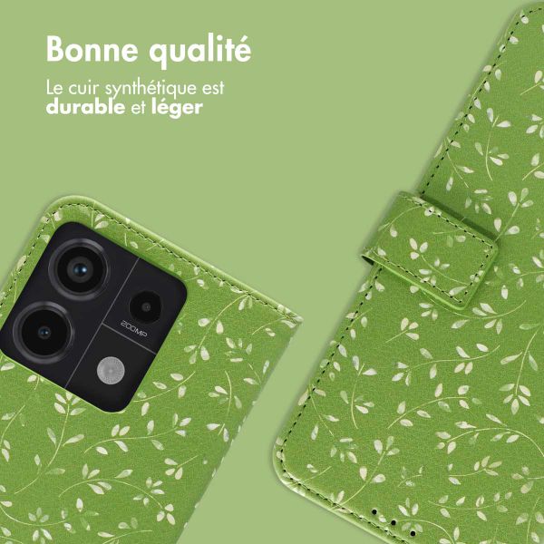 imoshion Étui de télephone portefeuille Design Xiaomi Redmi Note 13 Pro (5G) / Poco X6 - Green Flowers