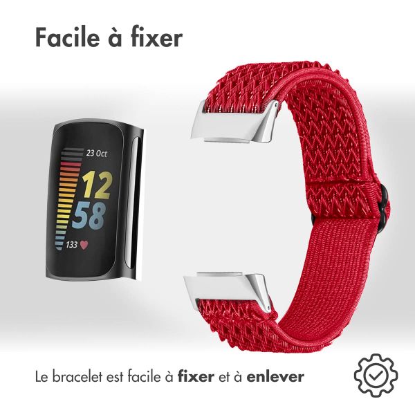 imoshion Bracelet en nylon élastique Fitbit Charge 5 - Rouge