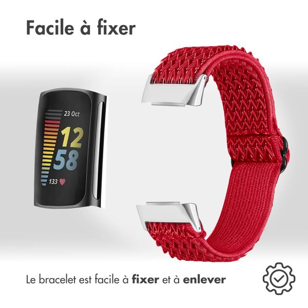 imoshion Bracelet élastique en nylon le Fitbit Charge 5 / Charge 6 - Rouge