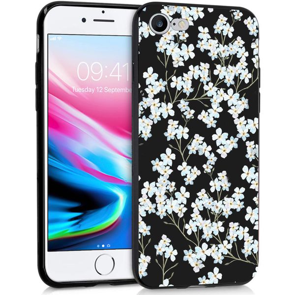 imoshion Coque Design iPhone SE (2022 / 2020) / 8 / 7  - Fleur - Blanc /Noir