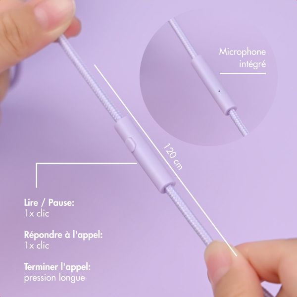 imoshion Casque filaires pour enfants - Câble AUX - Limiteur de décibels - Lavender Lilac