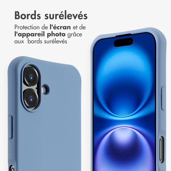 imoshion Coque arrière Color avec cordon amovible et MagSafe Apple iPhone 16 - Ash Blue