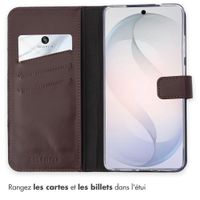 Selencia Étui portefeuille en cuir véritable Samsung Galaxy S26 - Marron