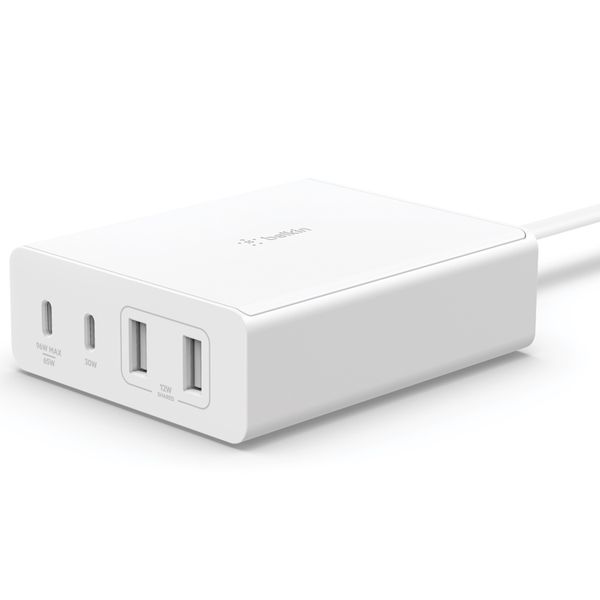 Belkin ﻿Adaptateur Boost↑Charge™ GaN Pro 4 ports - USB -A (2x) et USB-C (2x) - 108 W - Blanc