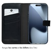 Selencia Étui portefeuille en cuir véritable Apple iPhone 17 Pro - Noir