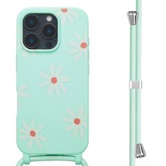imoshion Coque design en silicone avec cordon Apple iPhone 16 Pro - Green Flower Distance