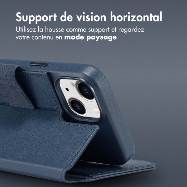 Accezz Étui de télephone portefeuille en cuir 2-en-1 avec MagSafe Apple iPhone 14 - Nightfall Blue