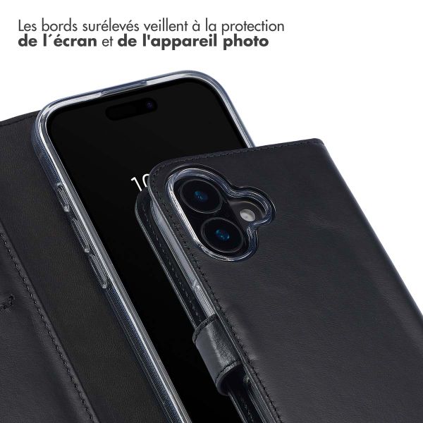 Selencia Étui portefeuille en cuir véritable Apple iPhone 16 - Noir