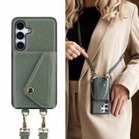 Selencia Coque à cordon avec porte-cartes enveloppe Sera Samsung Galaxy S25 - Sage Green