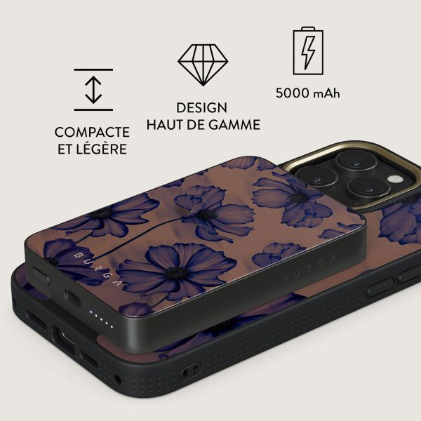 Burga Powerbank magnétique 5 000 mAh - MagSafe et Qi2 - Nuit de velours / Gunmetal