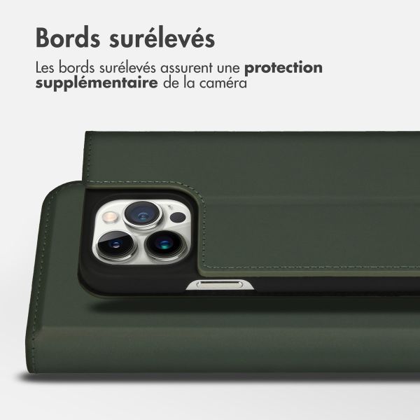 Accezz Étui de téléphone Slim Folio en cuir de qualité supérieure iPhone 14 Pro Max - Vert