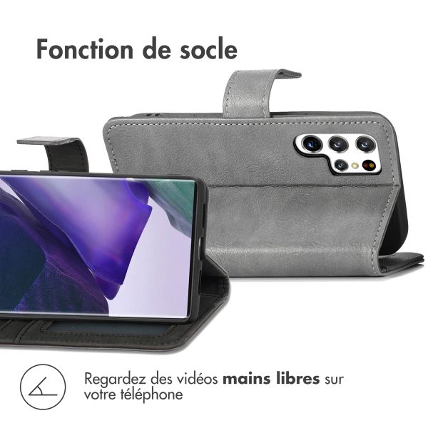 imoshion Étui de téléphone portefeuille Luxe Samsung Galaxy S22 Ultra - Gris