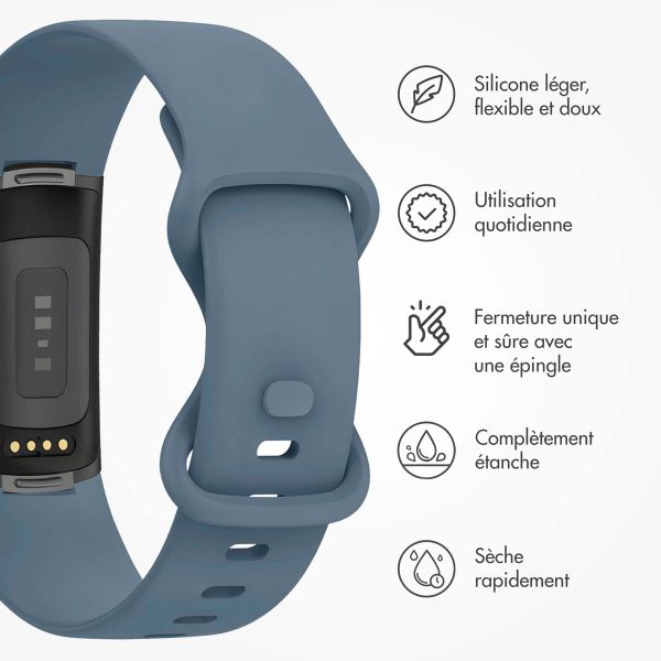 imoshion Bracelet silicone Fitbit Charge 5 / Charge 6 - Taille L - Bleu Officiel