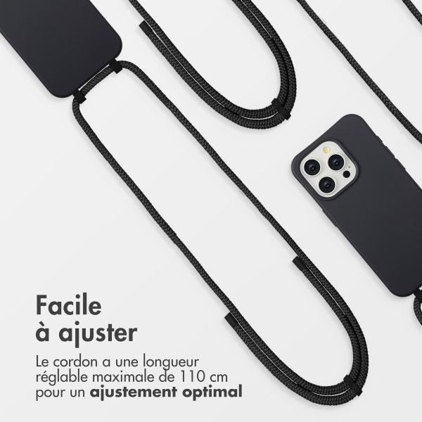 imoshion Coque arrière Color avec cordon amovible et MagSafe Apple iPhone 15 Pro - Noir