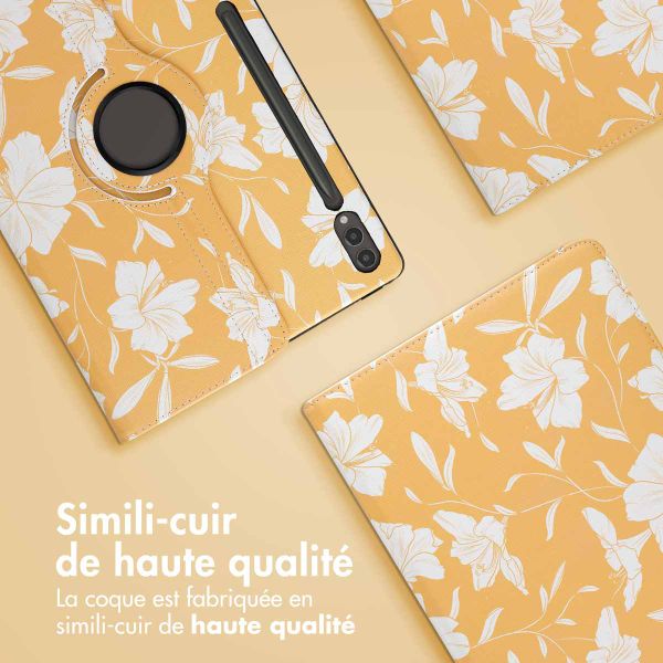 imoshion Coque tablette Design rotatif à 360° Samsung Galaxy Tab S10 Ultra / Tab S9 Ultra - Yellow Flowers