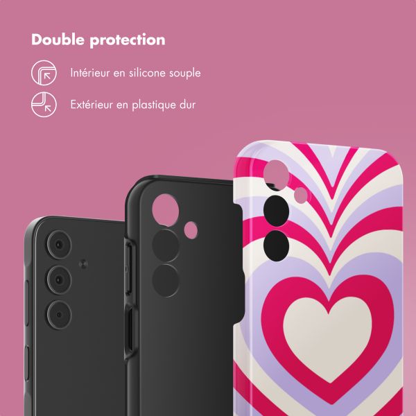 Selencia Coque arrière Vivid Tough Samsung Galaxy A15 (5G/4G) - Double Hearts Rubine Red Lilac