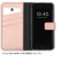 Selencia Étui portefeuille en cuir véritable iPhone SE (2022 / 2020) / 8 / 7 / 6(s) - Dusty Pink