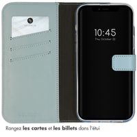 Selencia Étui de téléphone portefeuille en cuir véritable iPhone 14 - Air Blue