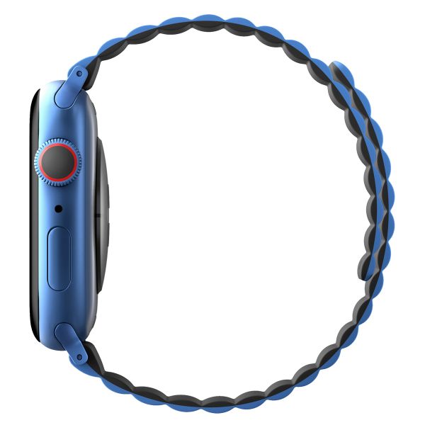 Uniq Bracelet Revix réversible Apple Watch Series 1 t/m 9 / SE (38/40/41 mm) | Series 10 / 11 (42 mm) - Caspian (Blue/Black)