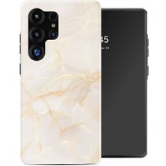 Selencia Coque arrière Vivid avec MagSafe Samsung Galaxy S25 Ultra - Golden Beige Marble