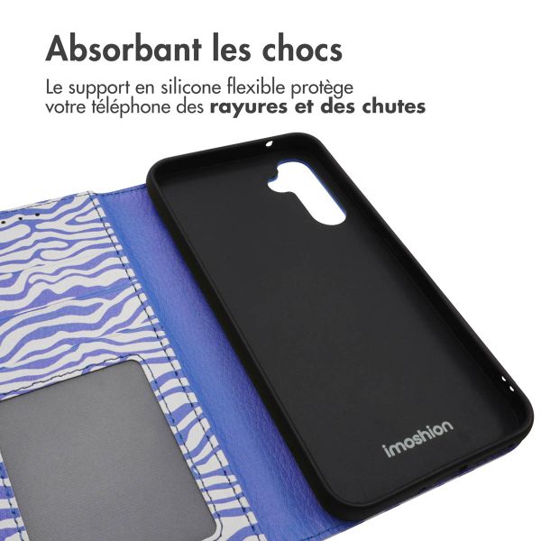 imoshion Étui de télephone portefeuille Design Samsung Galaxy A34 (5G) - White Blue Stripes