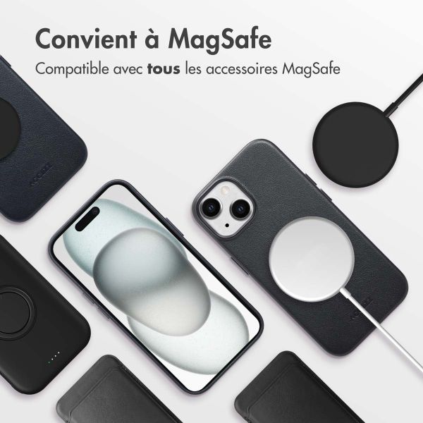 Accezz Coque arrière en cuir avec MagSafe iPhone 15 - Onyx Black