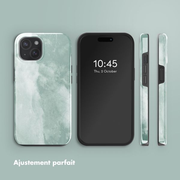 Selencia Coque arrière Vivid Tough avec MagSafe iPhone 15 - Marble Grayed Jade