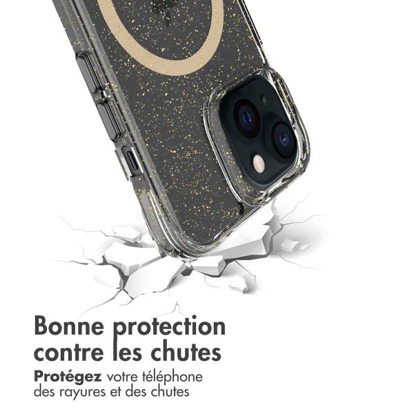 imoshion Coque arrière transparente pailletée avec MagSafe iPhone 15 - Doré