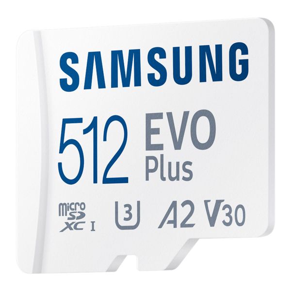 Samsung EVO Plus microSD 2024 - 512GB - Inclus un adaptateur SD - UHS-I/U3/Full HD/4K UHD