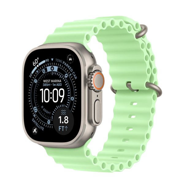 Apple Bracelet Ocean Apple Watch Series 1 t/m 11 / SE / Ultra (44/45/46/49 mm) - Neon / Green Natural Titanium