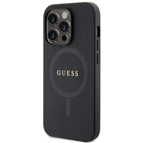 Guess Coque arrière Saffiano MagSafe Apple iPhone 15 Pro Max - Noir