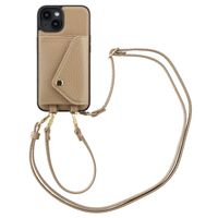 Selencia Coque à cordon avec porte-cartes enveloppe Sera iPhone 14 - Beige