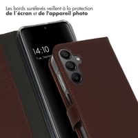 Selencia Étui portefeuille en cuir véritable Samsung Galaxy A15 (5G/4G) - Marron foncé